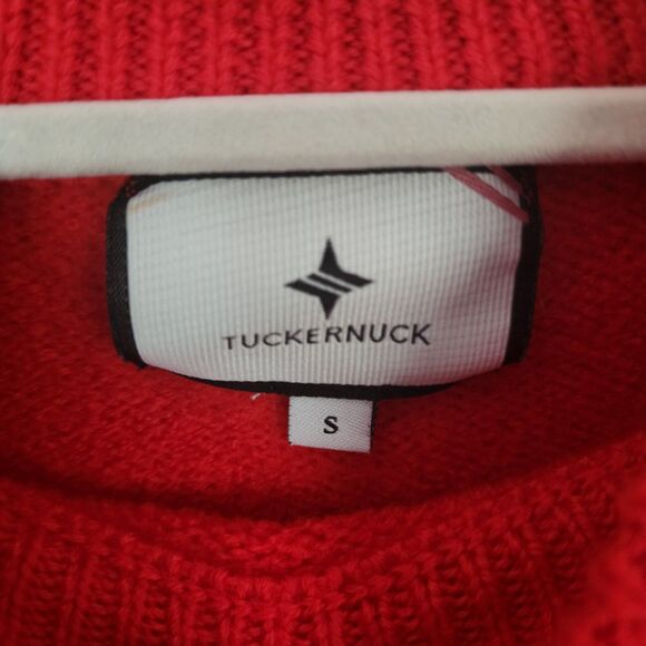 Tuckernuck 100% Wool Bexley Pullover Crewneck Gold Buttons Red Size Small - Picture 8 of 12